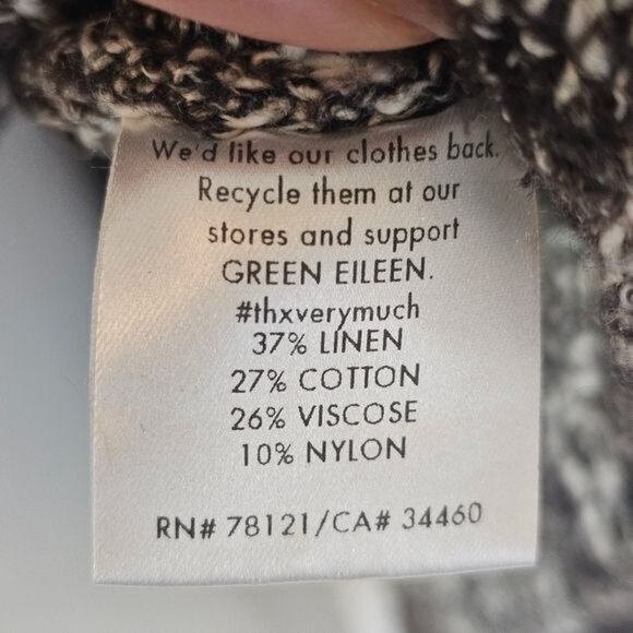 Eileen Fisher Linen Sweater M Marled Brown Coastal Relaxed Fit Lightweight Beach - Picture 5 of 7